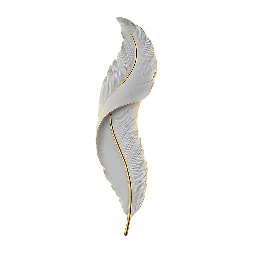 Hand-Carved Feather Wall Sconce with Gold Accents