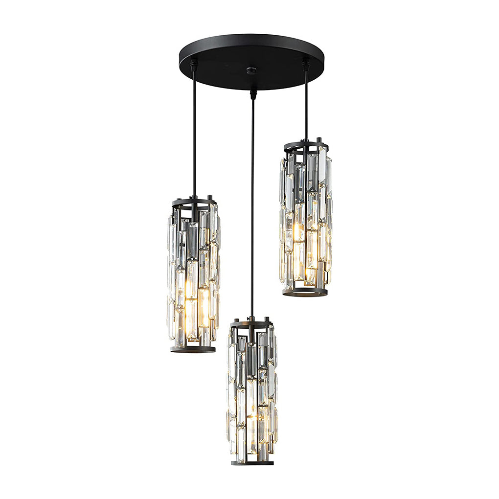 Vintage Crystal Glass Pendant Light with Industrial Elegance
