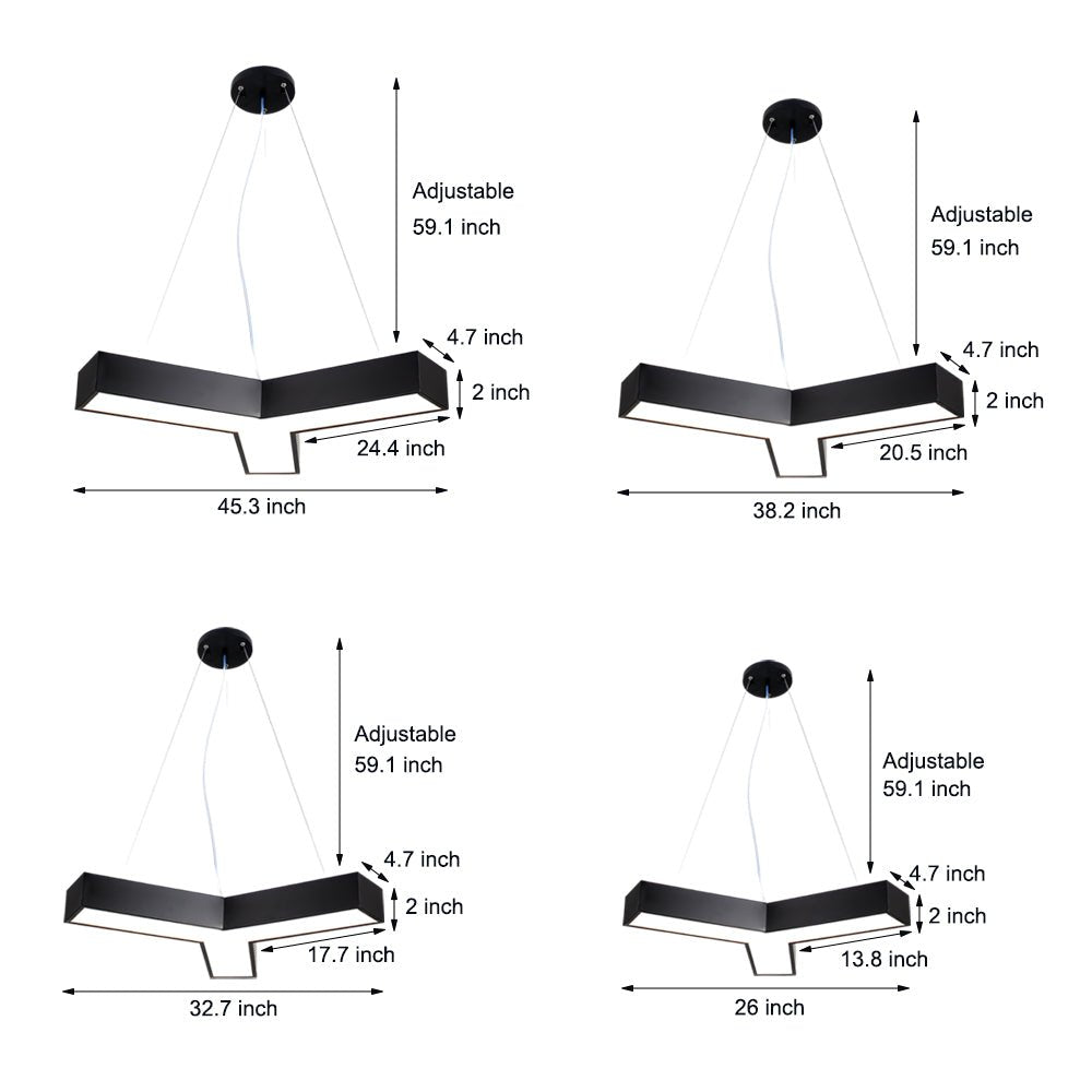 Modular Y-Shape LED Pendant Light Set for Modern Workspaces