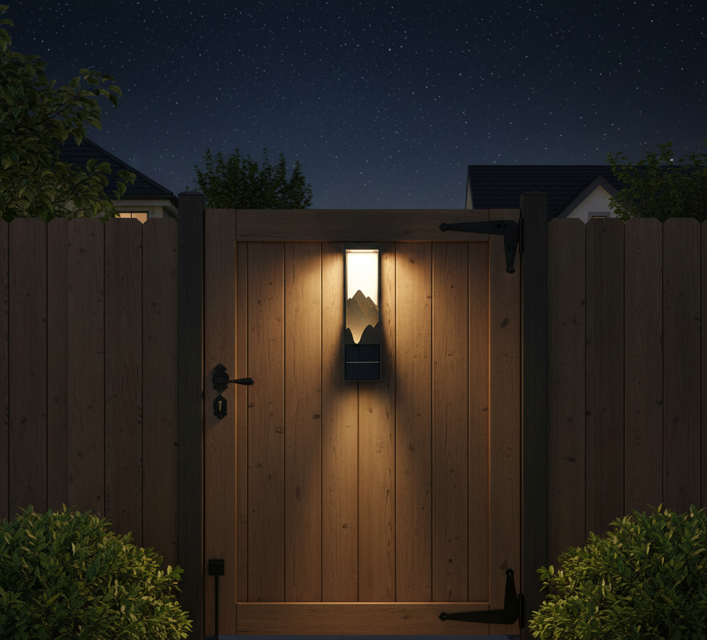 Sculptural Mountain Landscape Outdoor Wall Lamp with Warm Architectural Glow