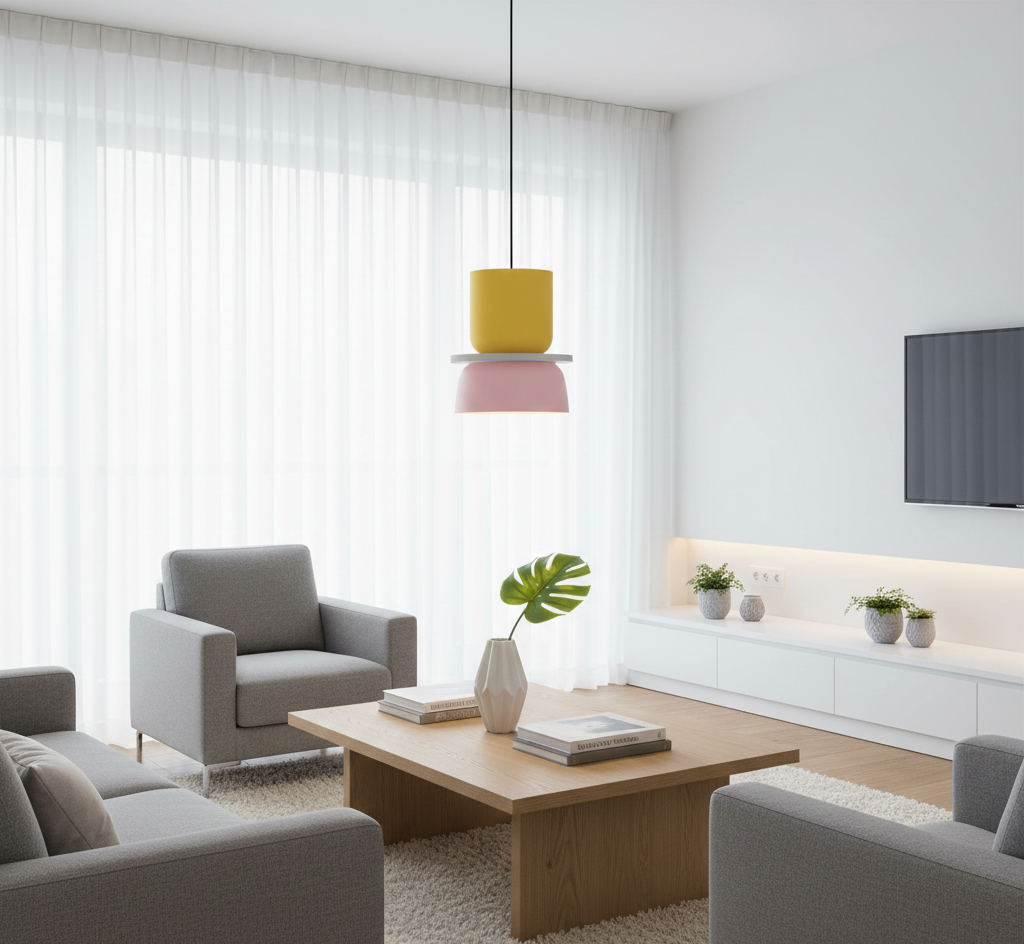 Scandinavian Pastel Pendant Light with Soft LED Ambience