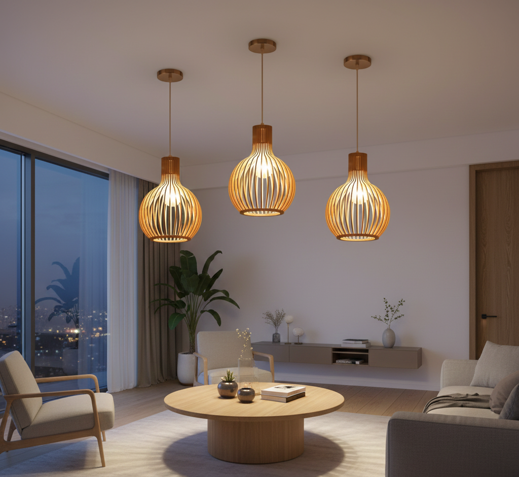 Handwoven Bamboo Pendant Light with Warm Natural Ambience