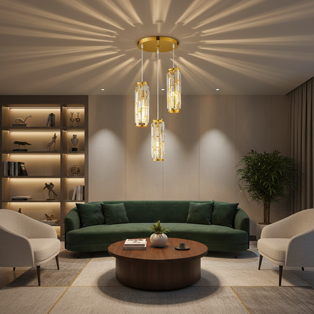 Vintage Crystal Glass Pendant Light with Industrial Elegance