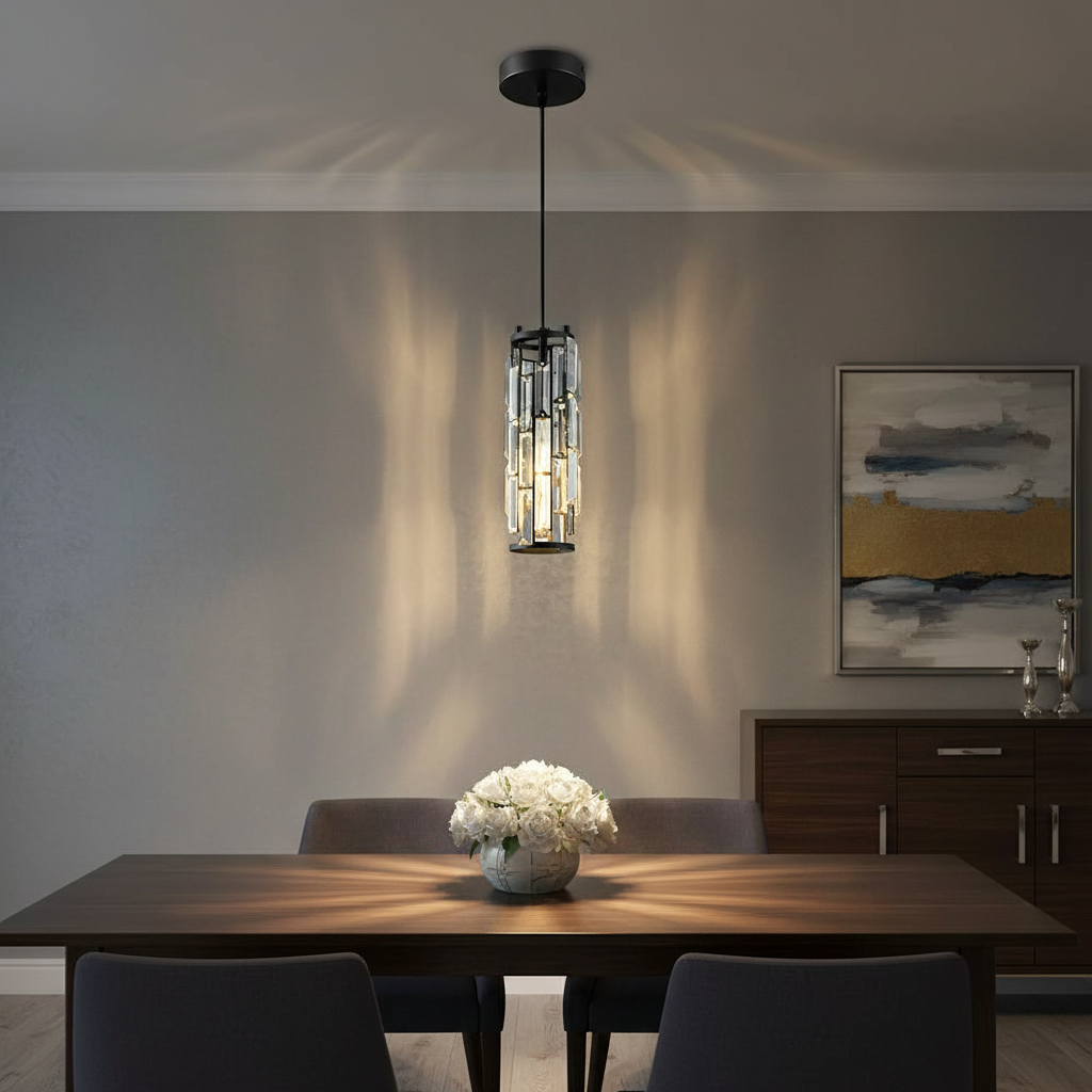 Vintage Crystal Glass Pendant Light with Industrial Elegance