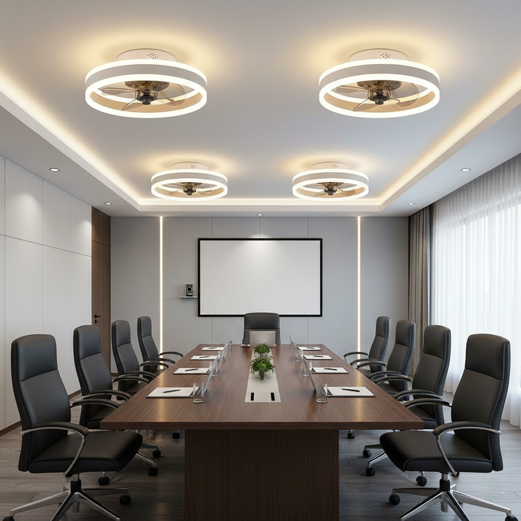 Modern Circular Ceiling Fan Light with Dimmable LED Ambience