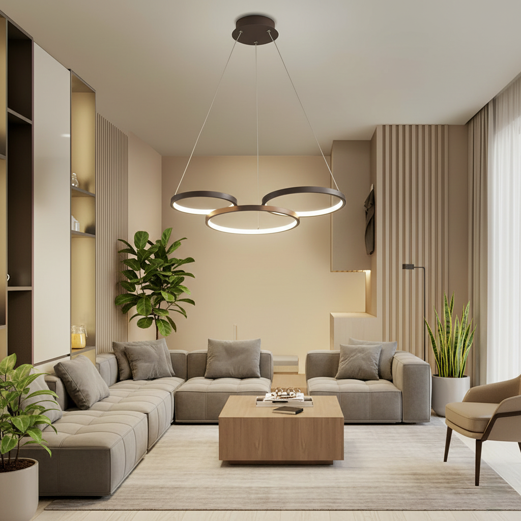 Modern Halo Ring Chandelier with Adjustable Ambient Lighting