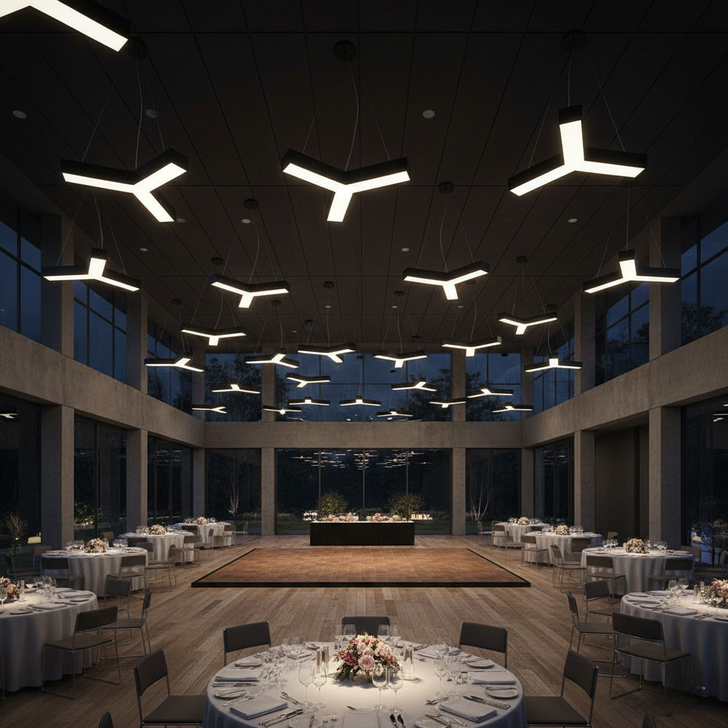 Modular Y-Shape LED Pendant Light Set for Modern Workspaces