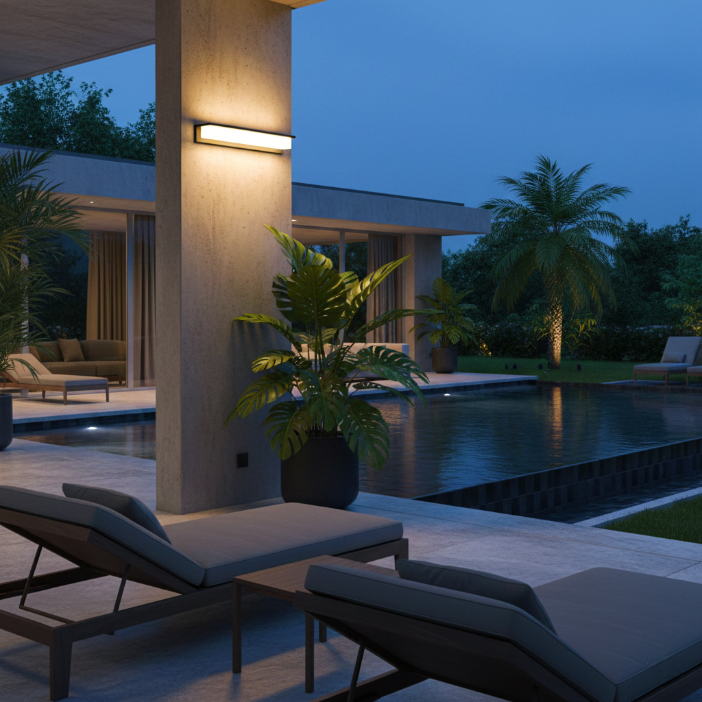 Contemporary Stainless Steel Outdoor Wall Light with Linear LED Glow