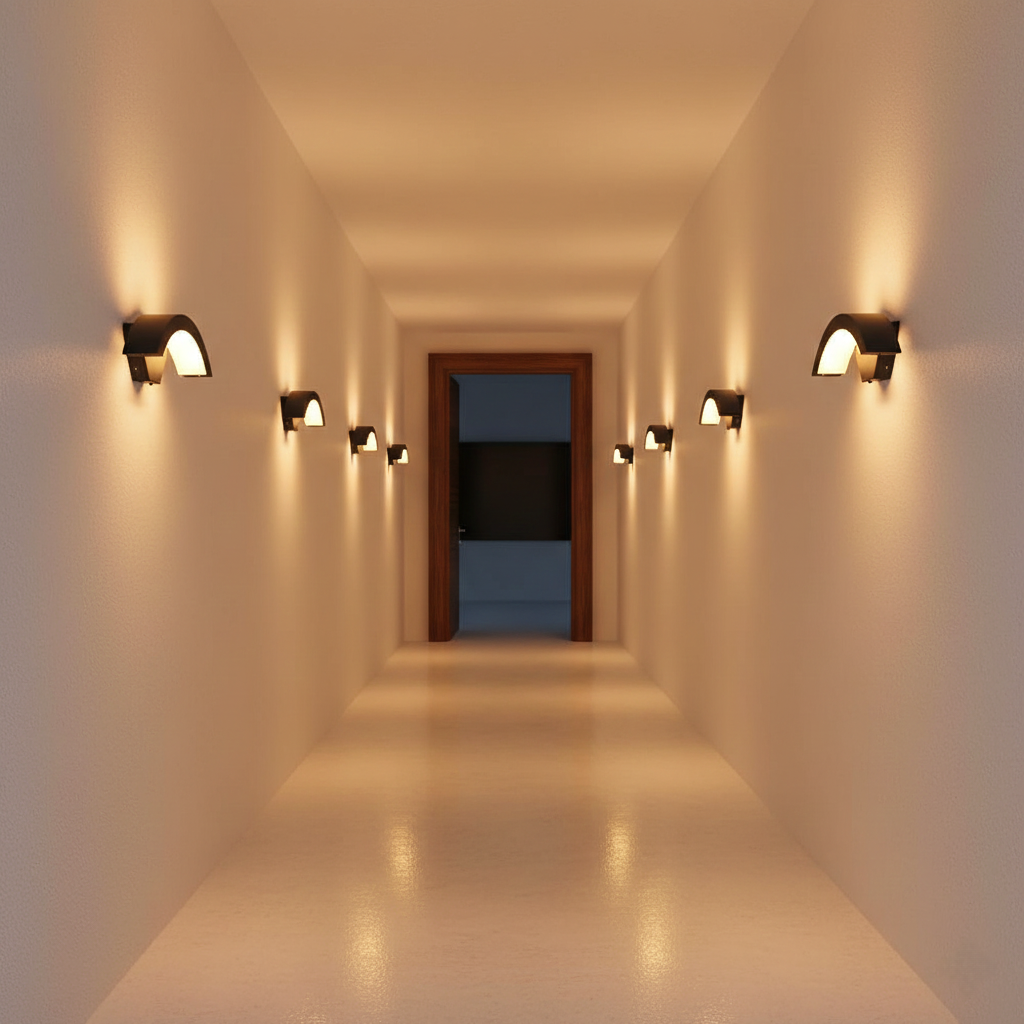 Industrial Curved Outdoor Wall Light with Warm Downward Glow