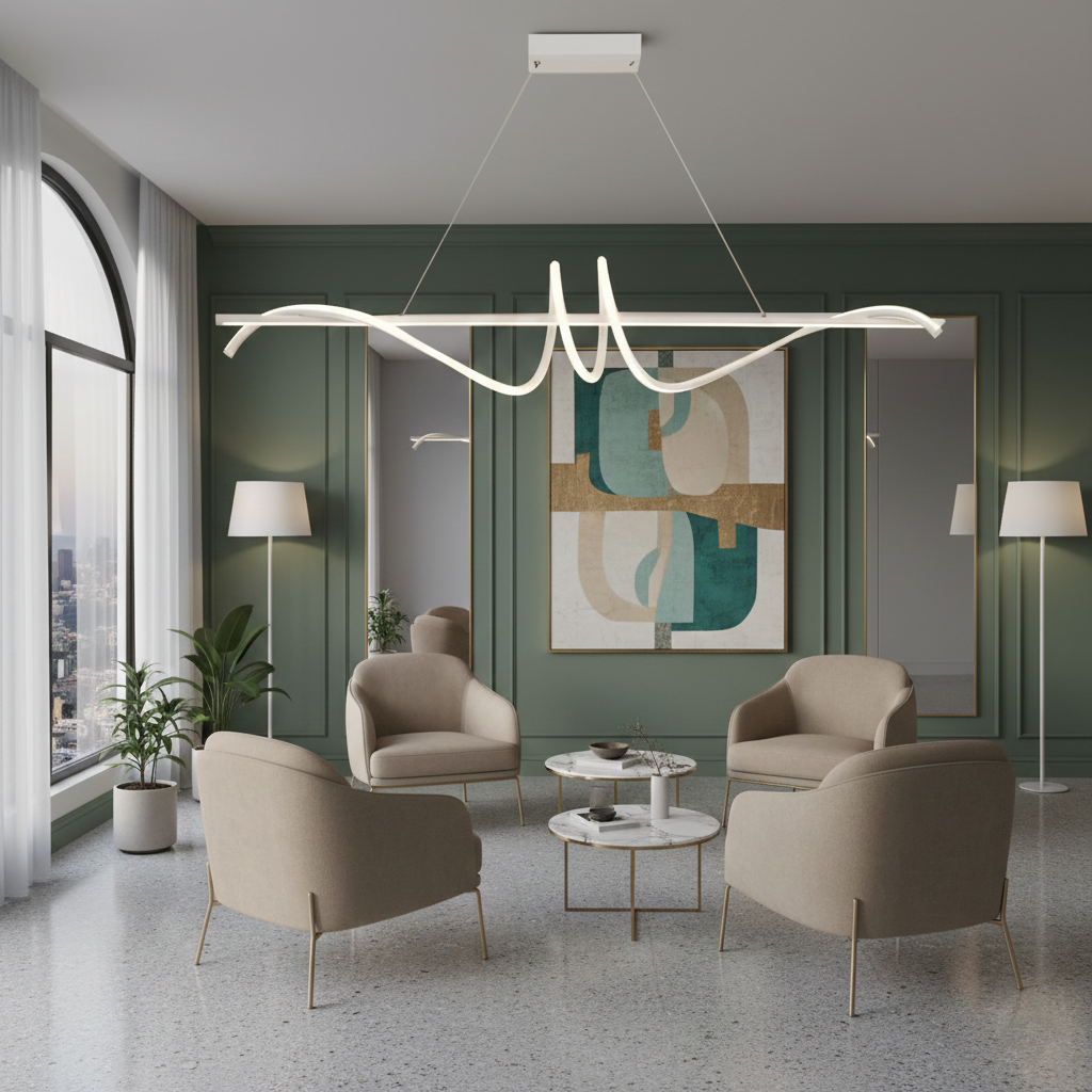 Modern Nordic Linear LED Chandelier with Adjustable Suspension