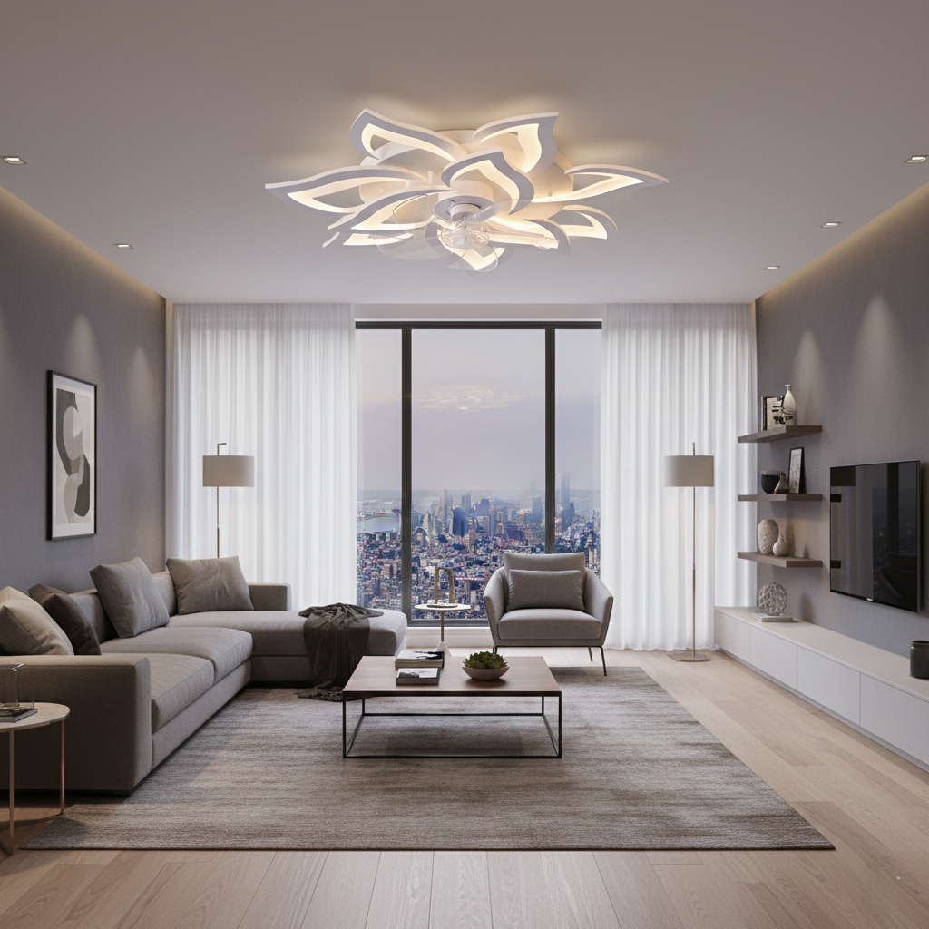 Minimalist LED Ceiling Fan Light with Adjustable Colour Temperature