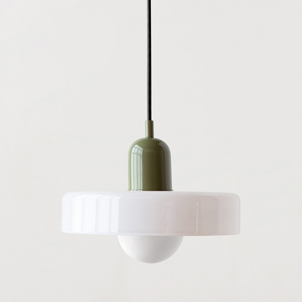 Bauhaus-Inspired Pendant Light with Artistic Glass Desig