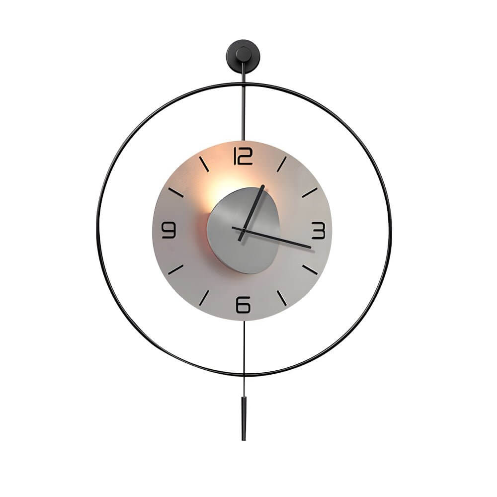 Modern Hanging Metal Wall Clock with Sculptural Pendant Accent