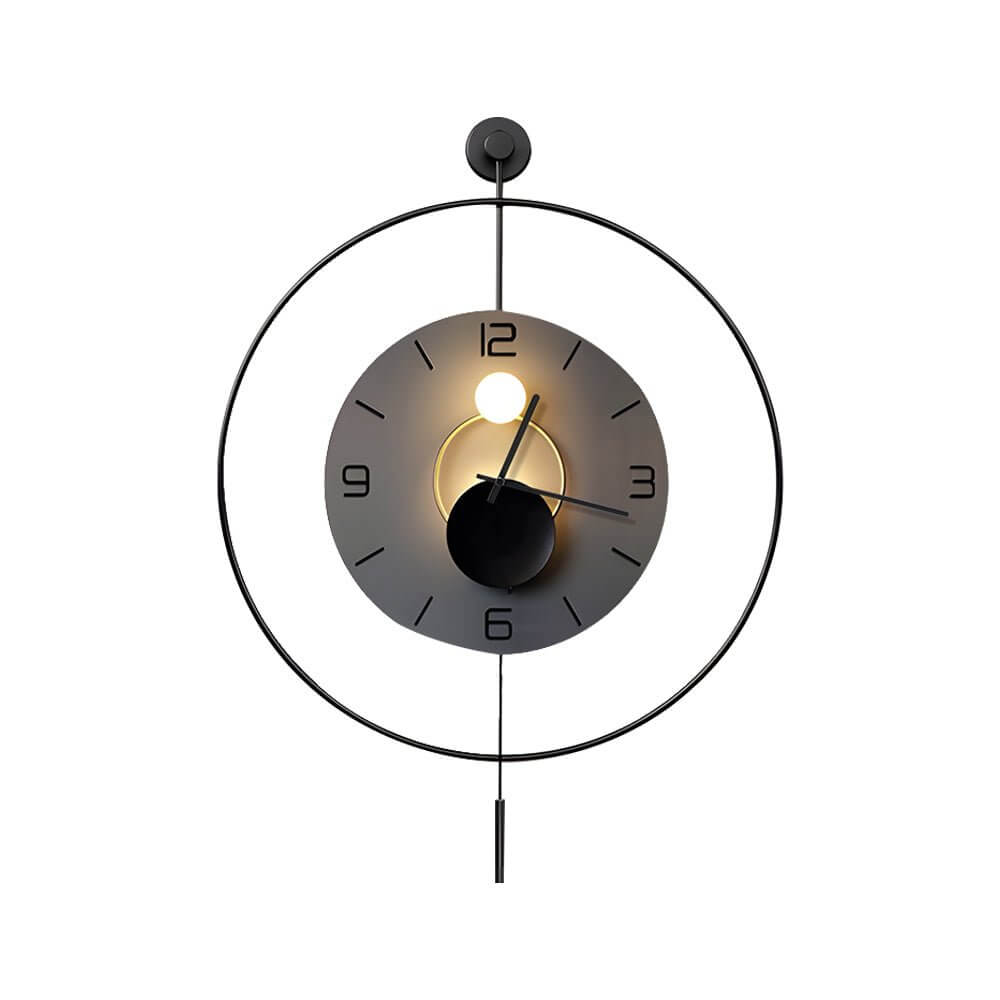 Modern Hanging Metal Wall Clock with Sculptural Pendant Accent
