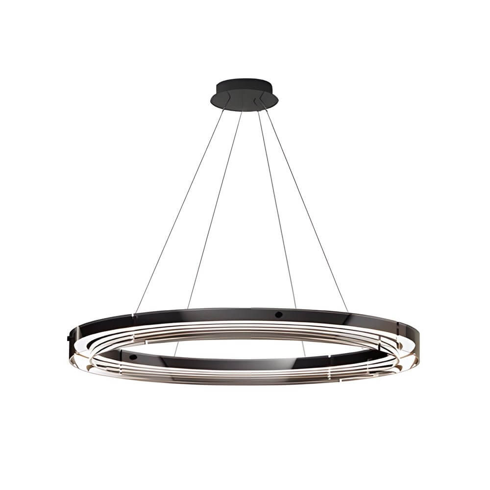 Modern Black LED Ring Pendant Chandelier with Dimmable Light