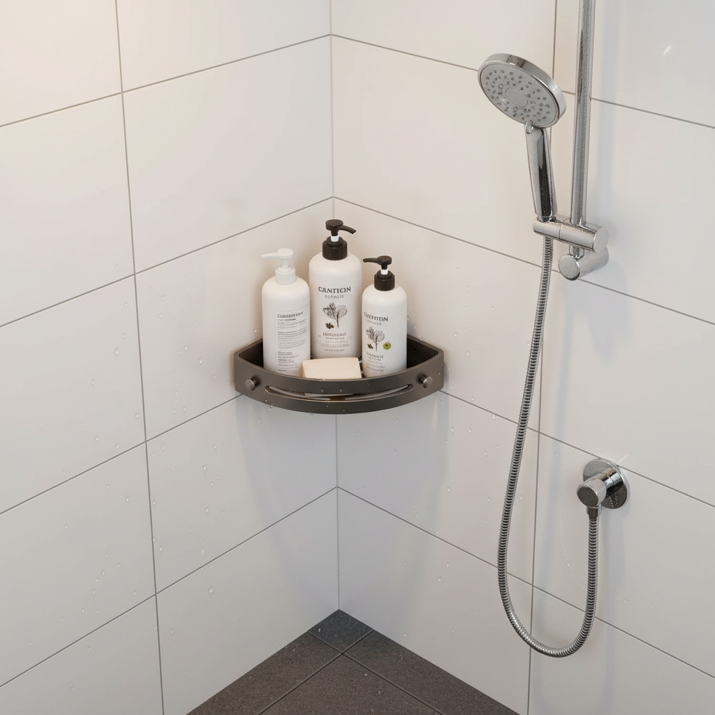 Drill-Free Transparent Shower Shelf