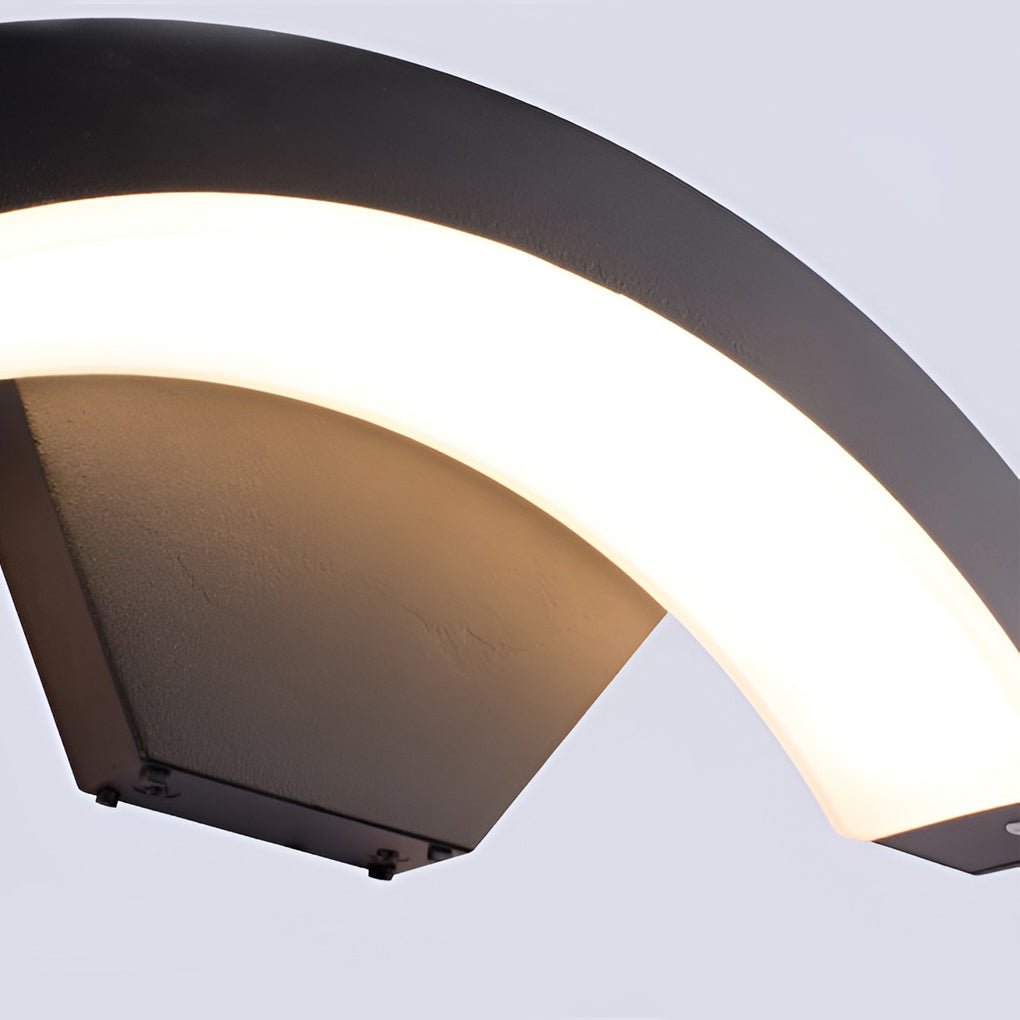 Industrial Curved Outdoor Wall Light with Warm Downward Glow
