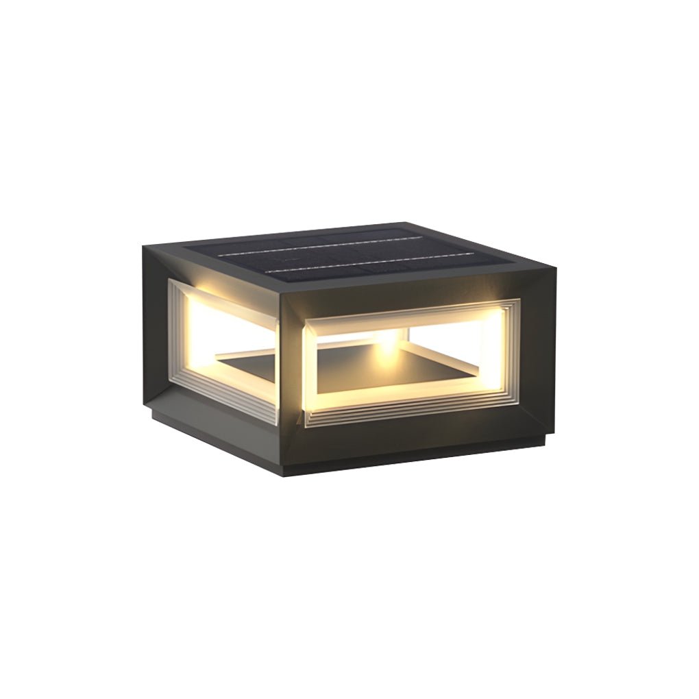 Hollow Solar Fence Post Light with Layered Modern Design