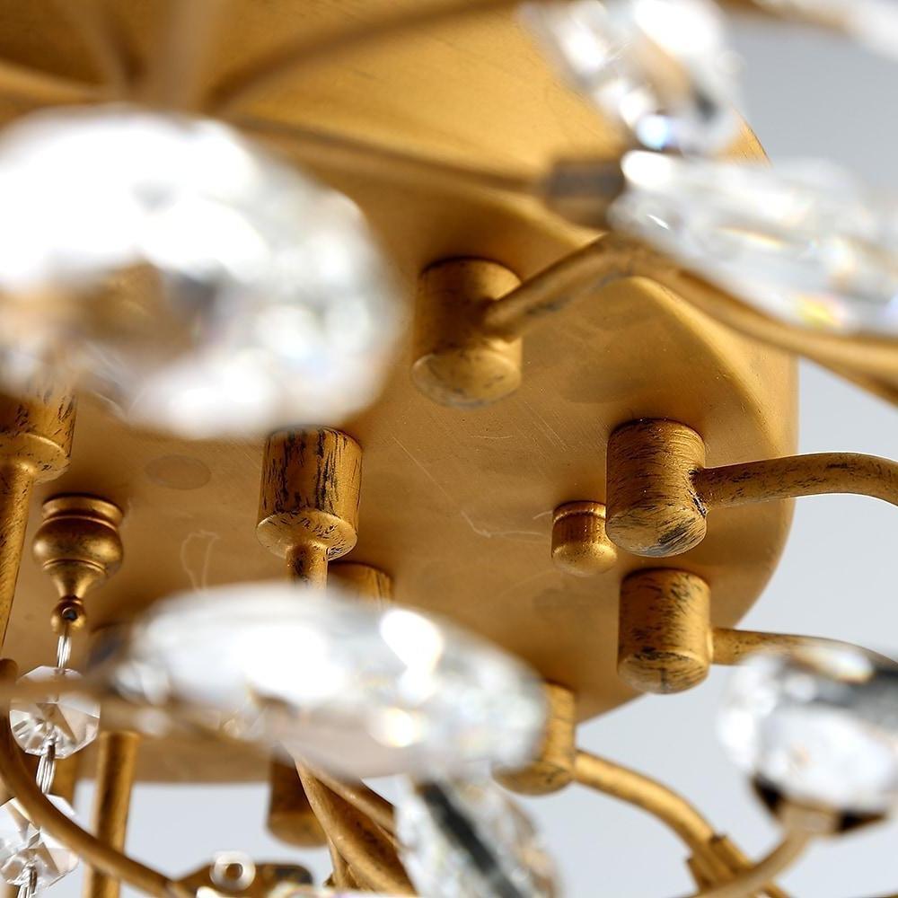 Floral-Inspired Crystal Flush-Mount Chandelier with Ambient Glow