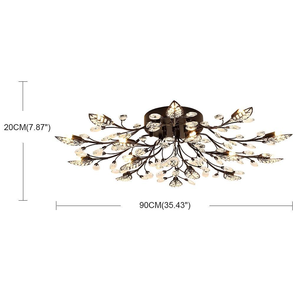 Floral-Inspired Crystal Flush-Mount Chandelier with Ambient Glow