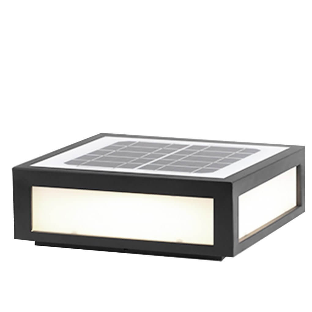 Modern Cube Outdoor Post Light with Warm LED Glow