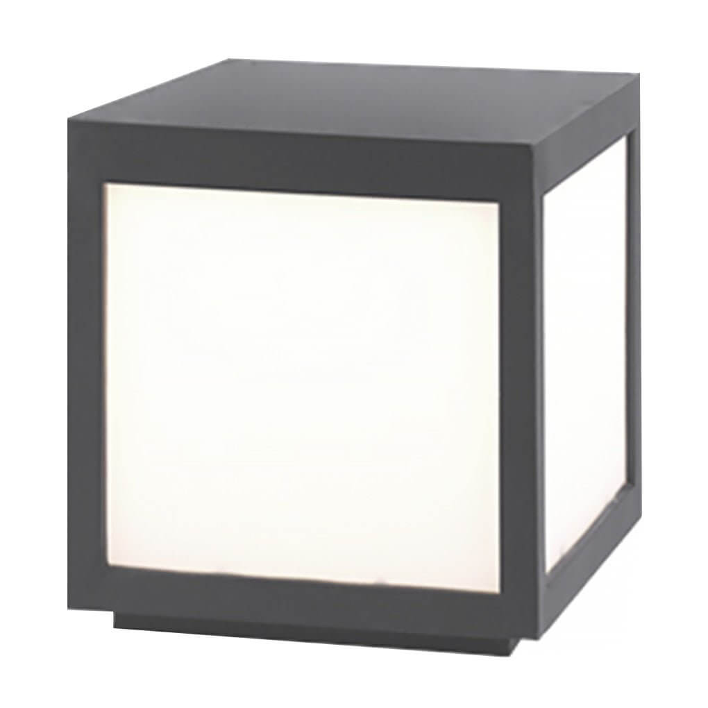 Modern Cube Outdoor Post Light with Warm LED Glow