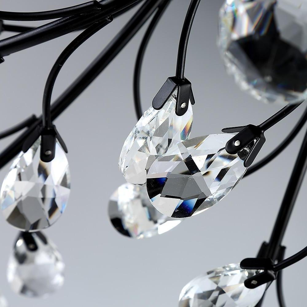 Floral-Inspired Crystal Flush-Mount Chandelier with Ambient Glow