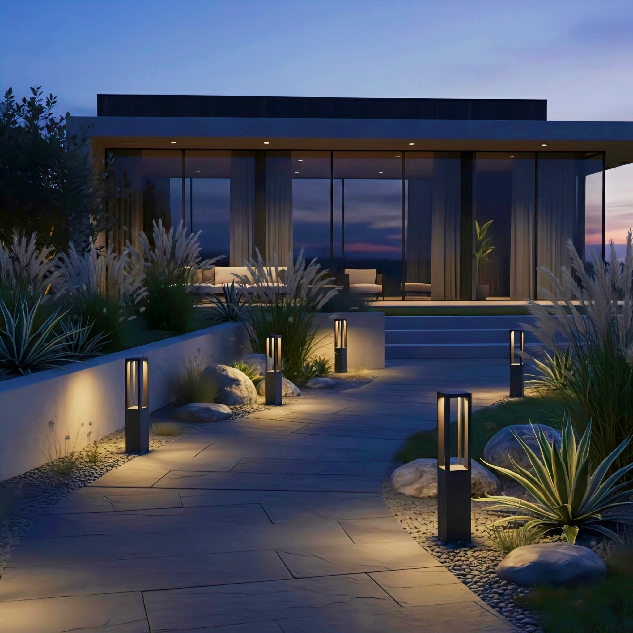 Modern LED Garden Bollard Light with Architectural Design