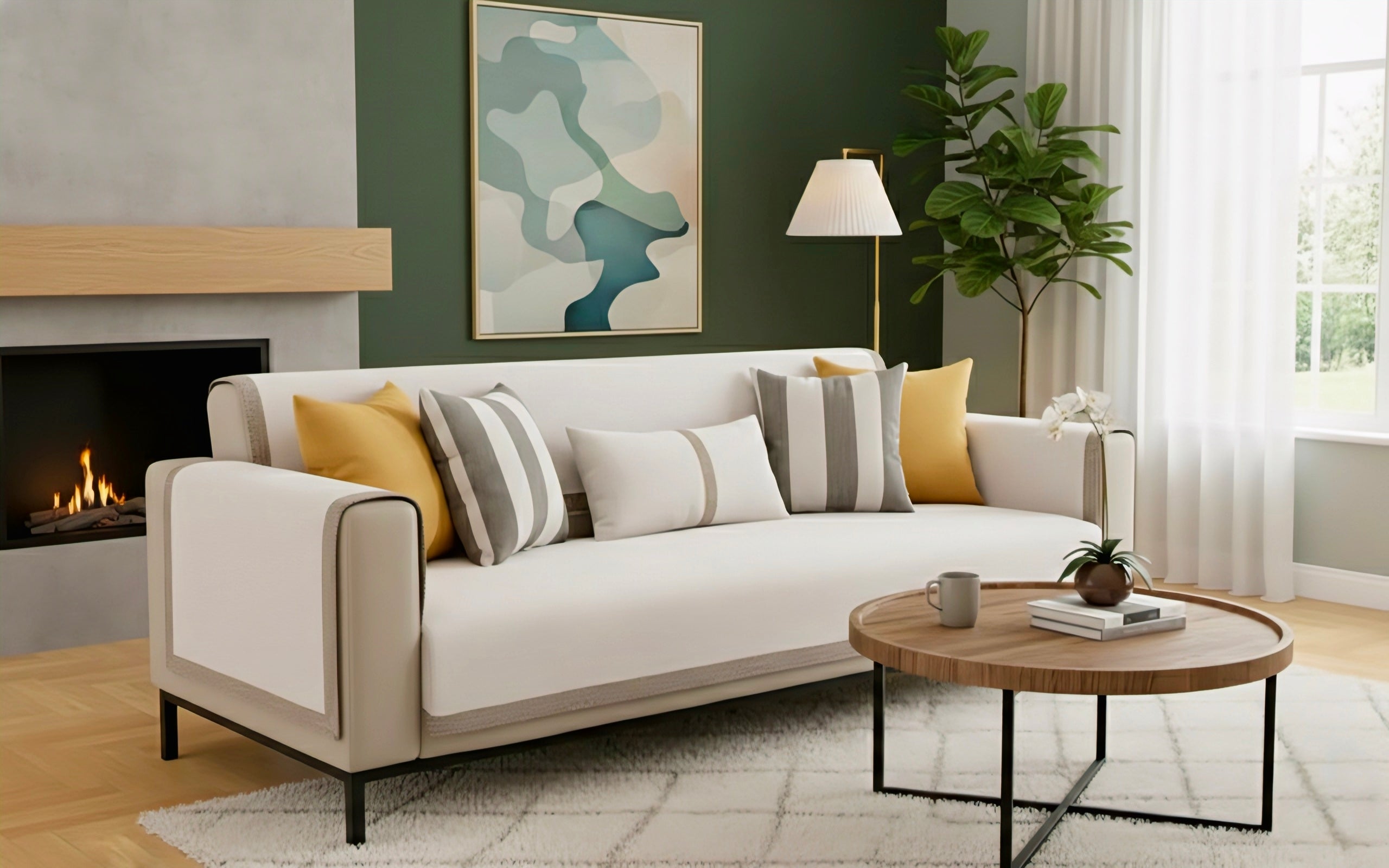 Luxury Chenille Sofa Cover with Elegant Tweed Texture