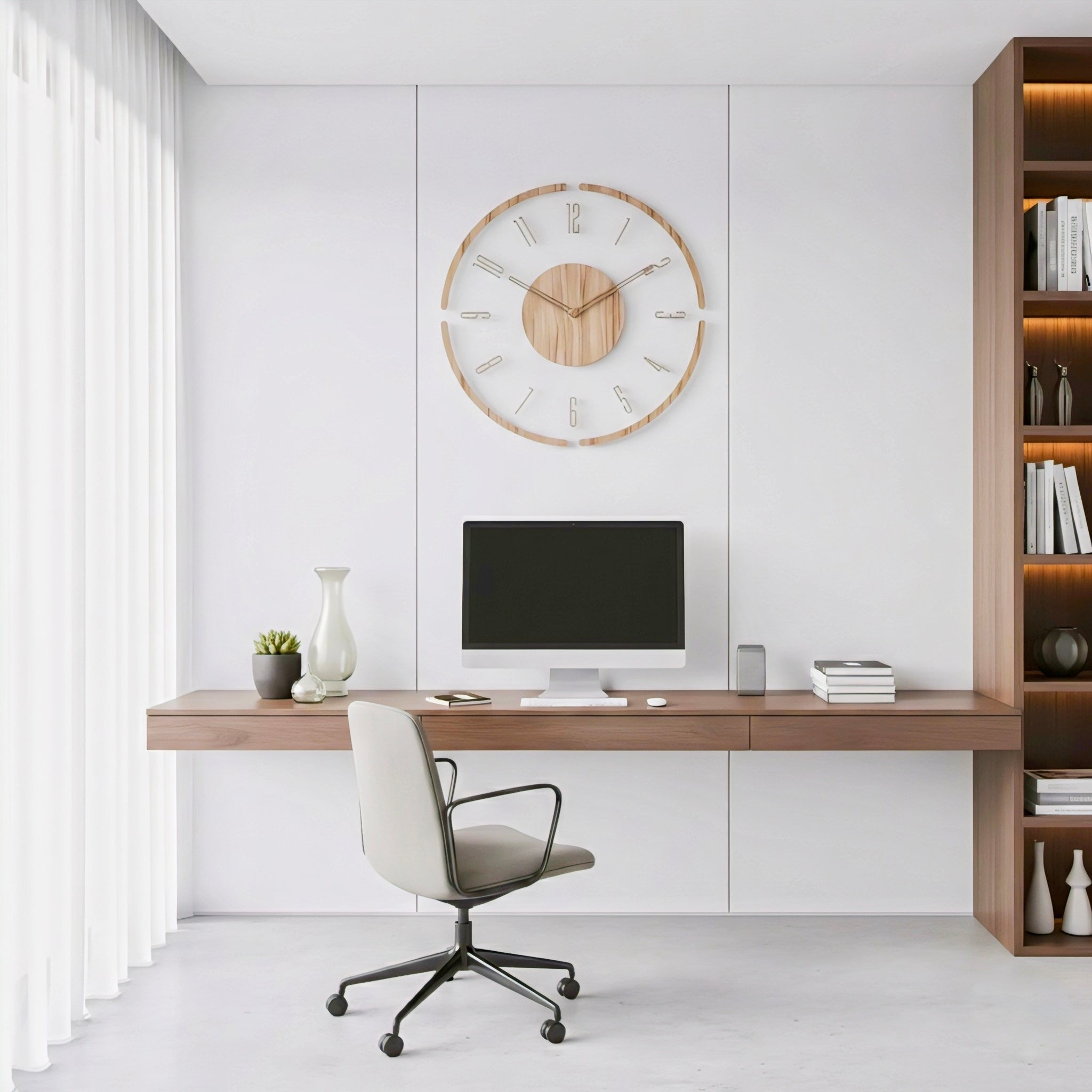 Scandinavian Wooden Wall Clock with Silent Quartz Movement