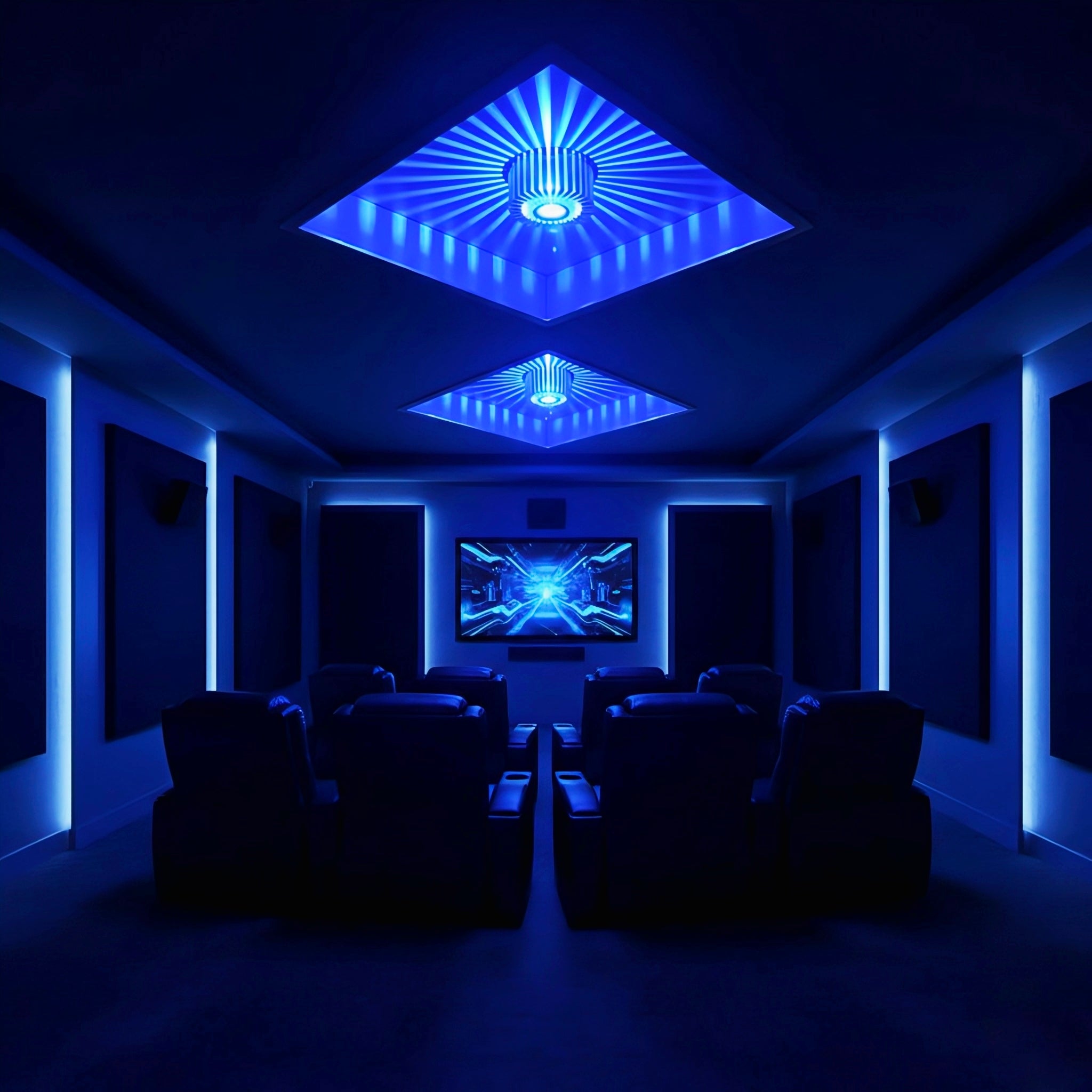 Geometric Flush-Mount Ceiling Light with Soft Ambient Glow