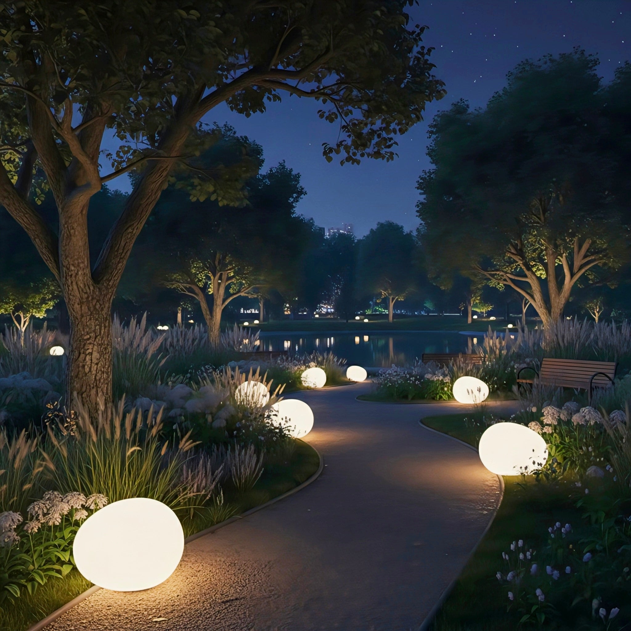 Modular Cobblestone LED Outdoor Lawn Lamp