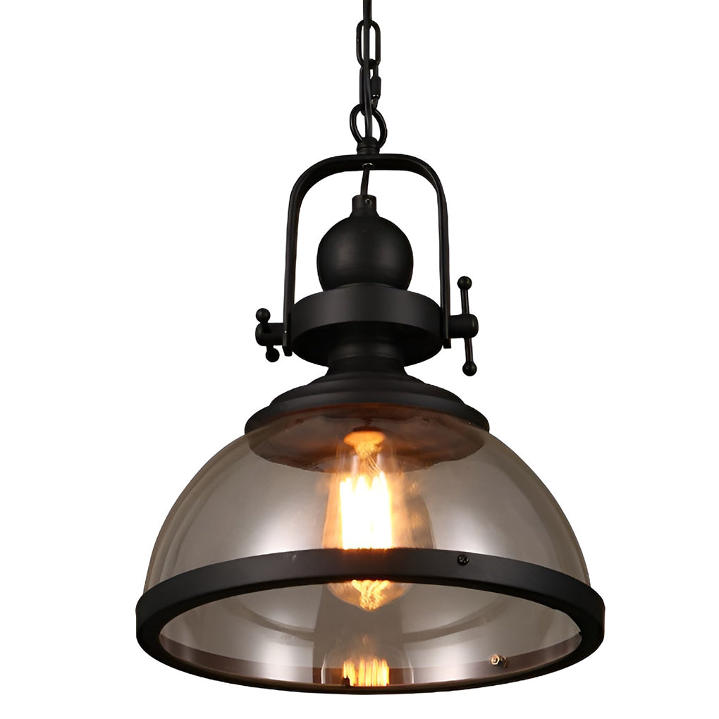 Industrial Glass Bowl Pendant Light with Warm Vintage Appeal