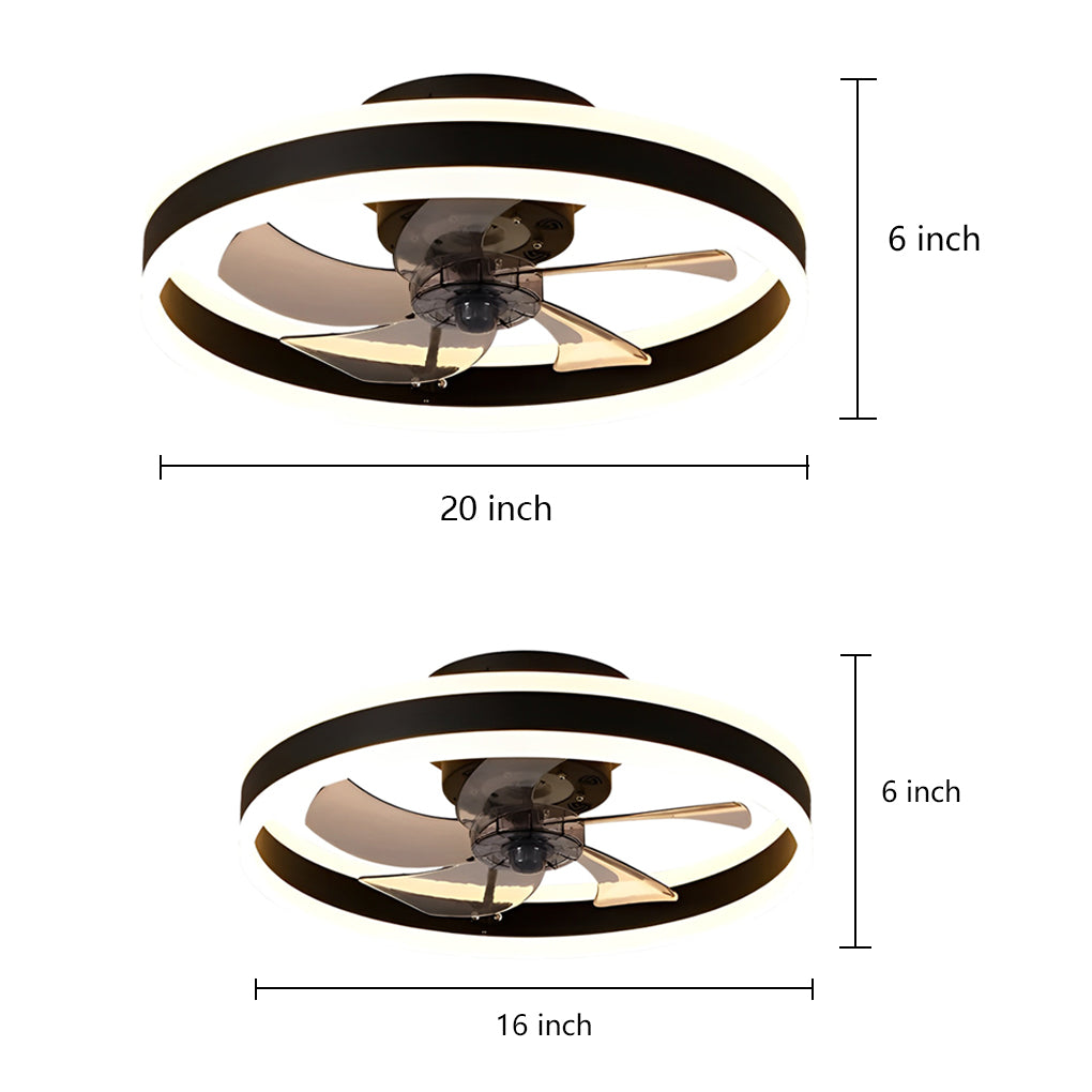 Modern Circular Ceiling Fan Light with Dimmable LED Ambience