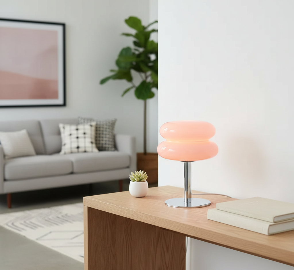 Wireless Bauhaus-Inspired Table Lamp with Adjustable Ambient Light