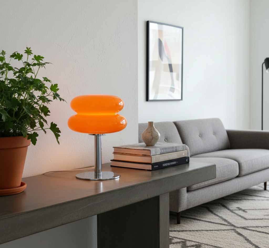 Wireless Bauhaus-Inspired Table Lamp with Adjustable Ambient Light