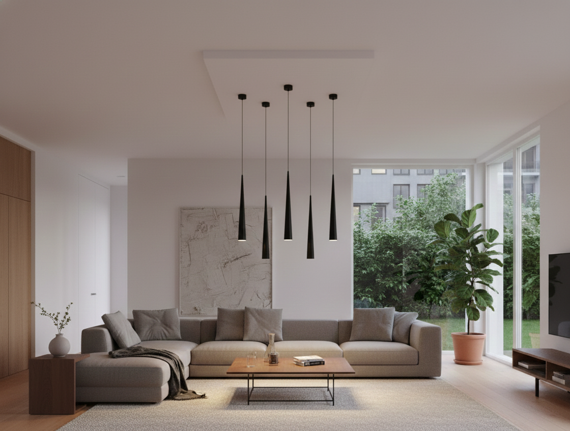 Minimalist Aluminum Cone Pendant Light with Dimmable LED Glow