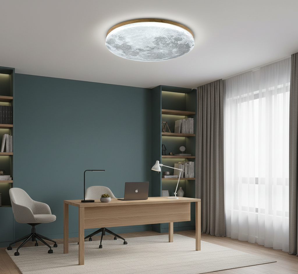 Minimalist Moon Round LED Ceiling Light with Warm Ambient Glow