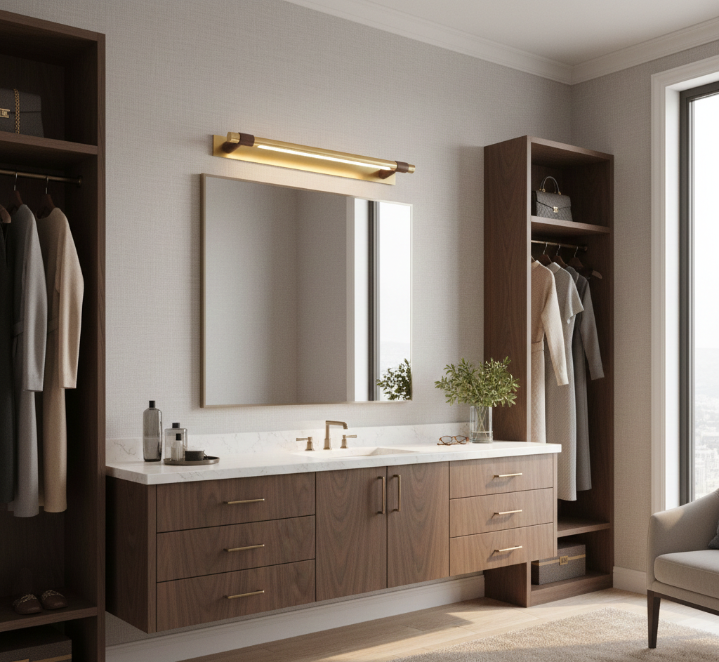 Rotatable Linear Bathroom Vanity Light with Adjustable LED Illumination