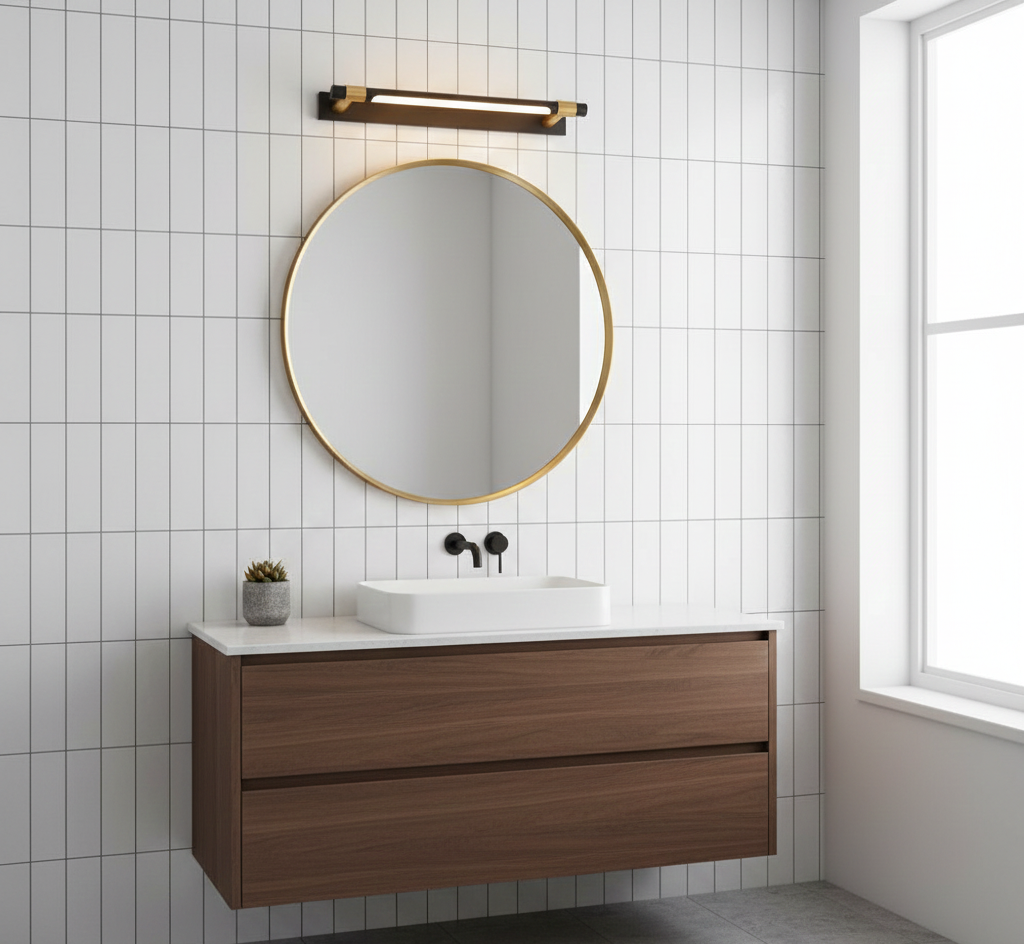 Rotatable Linear Bathroom Vanity Light with Adjustable LED Illumination