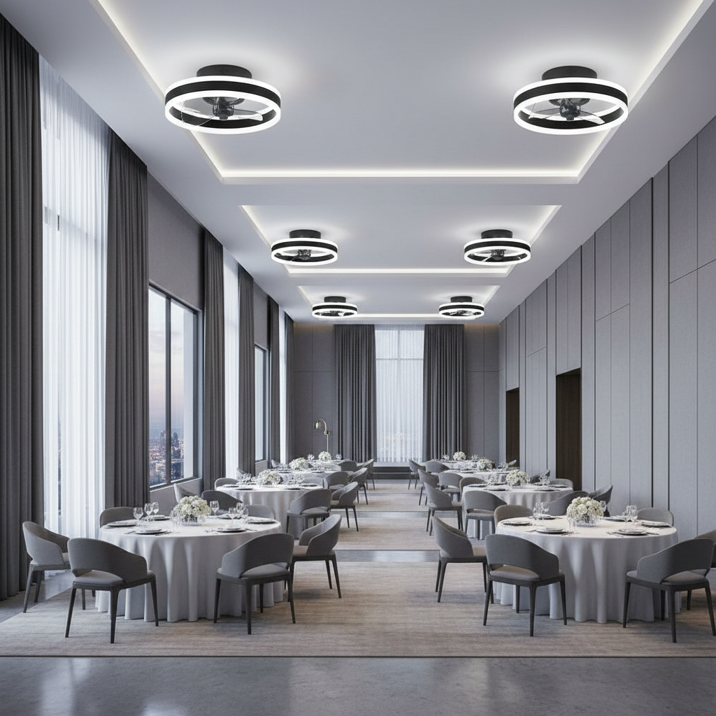 Modern Circular Ceiling Fan Light with Dimmable LED Ambience