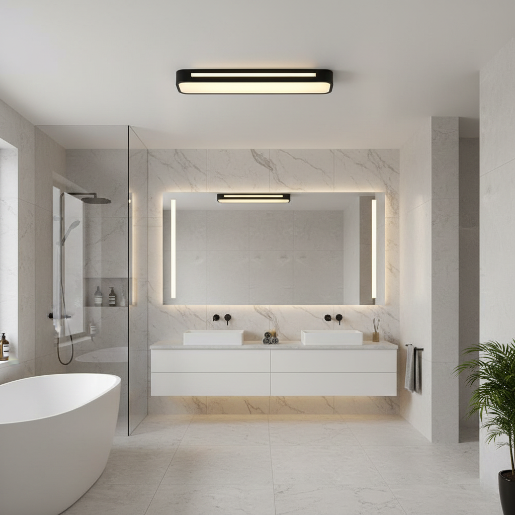 Minimalist Long Oval LED Flush Ceiling Light with Soft Diffused Glow