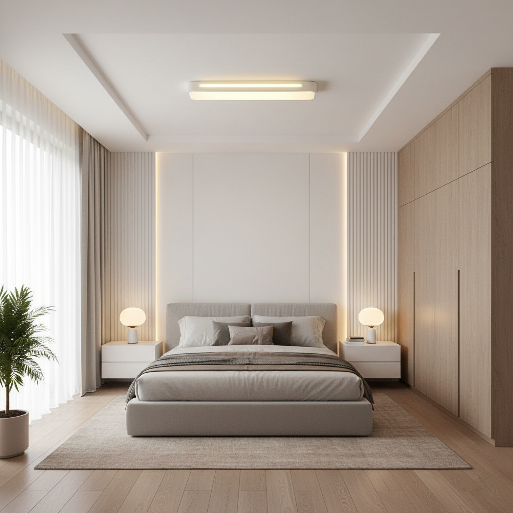Minimalist Long Oval LED Flush Ceiling Light with Soft Diffused Glow