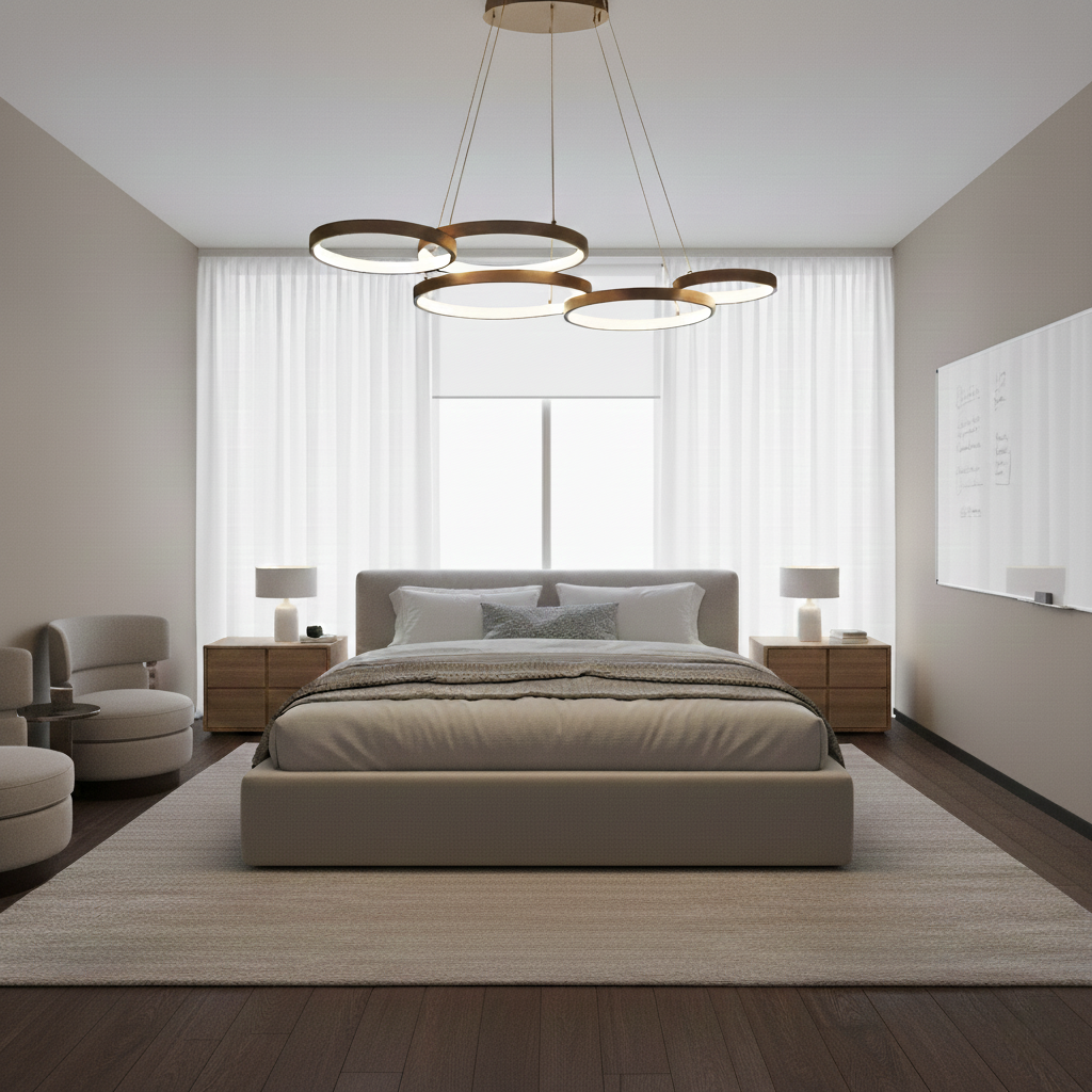 Modern Halo Ring Chandelier with Adjustable Ambient Lighting