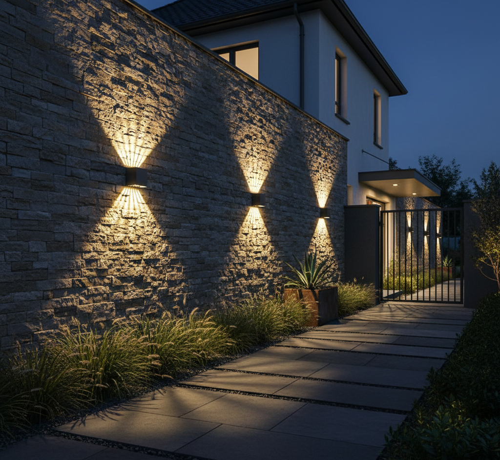 Modern Up & Down Outdoor Wall Light with Architectural Light Effect