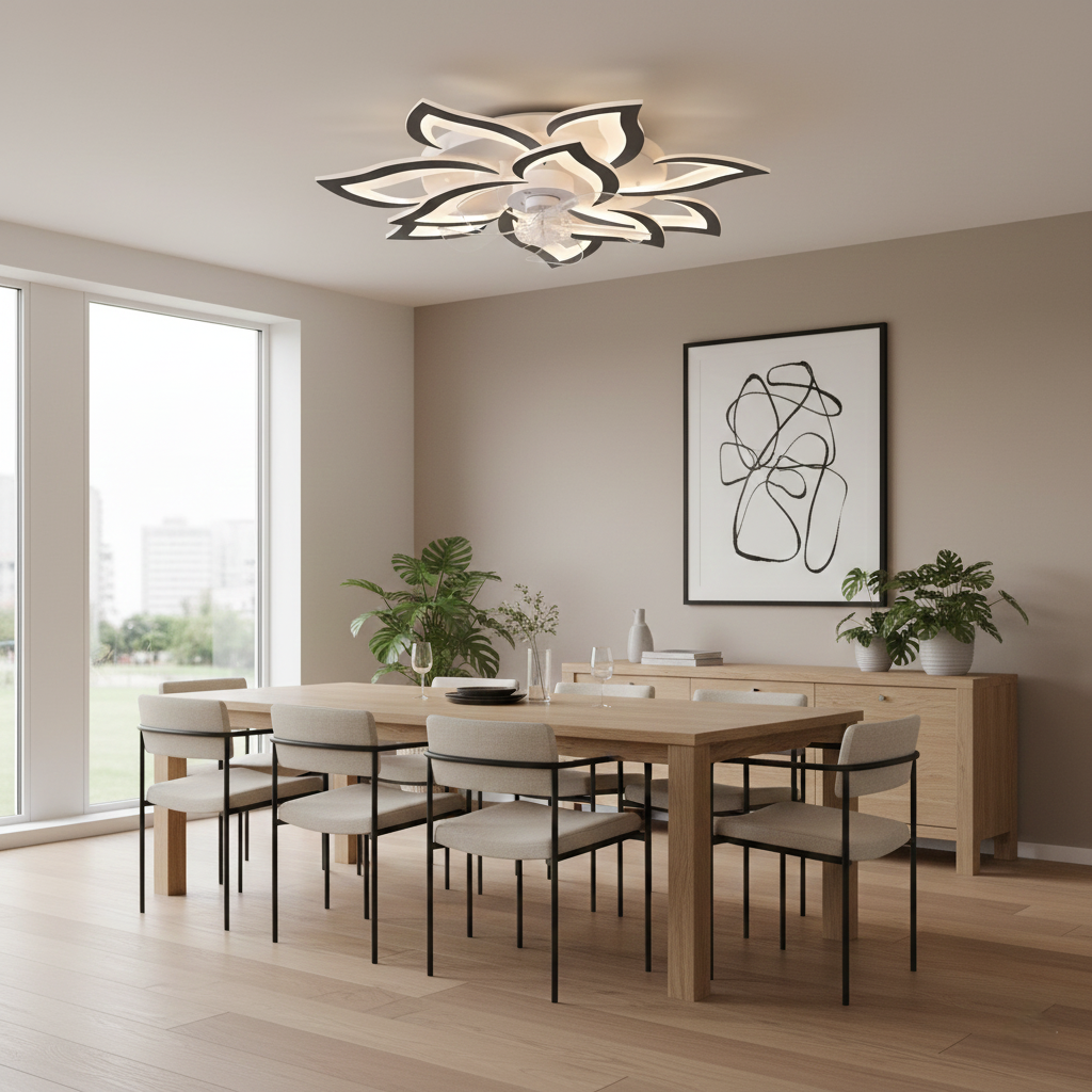 Minimalist LED Ceiling Fan Light with Adjustable Colour Temperature