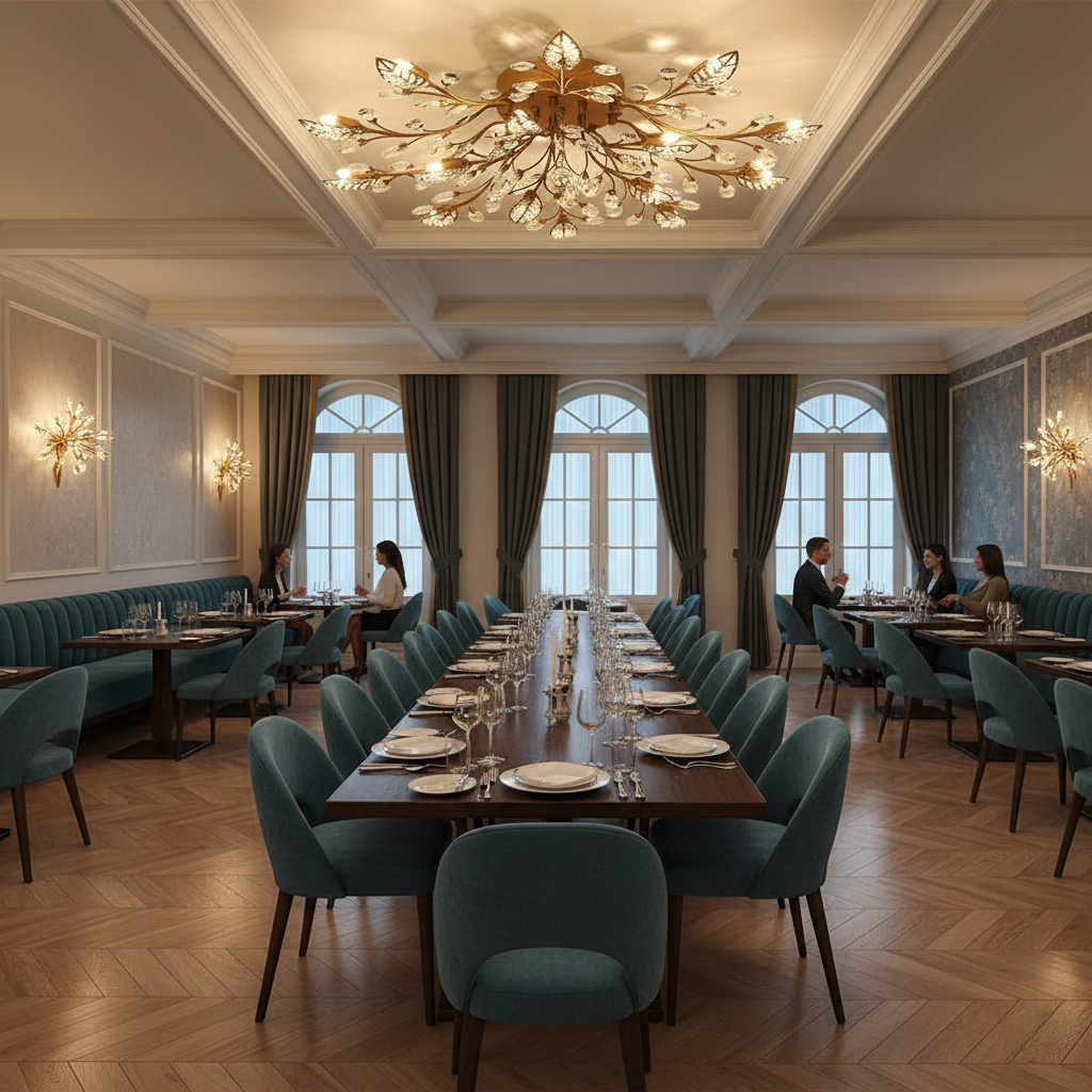 Floral-Inspired Crystal Flush-Mount Chandelier with Ambient Glow