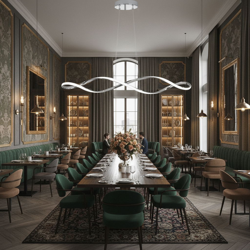 Minimalist Linear LED Chandelier with Adjustable Ambient Light