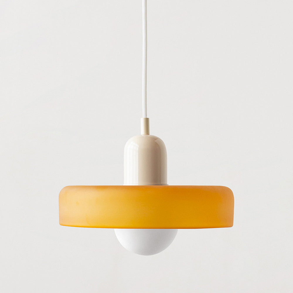 Bauhaus-Inspired Pendant Light with Artistic Glass Desig