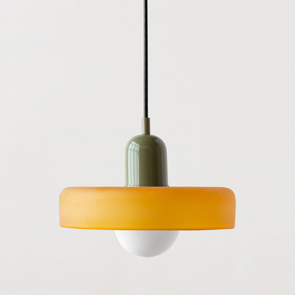 Bauhaus-Inspired Pendant Light with Artistic Glass Desig